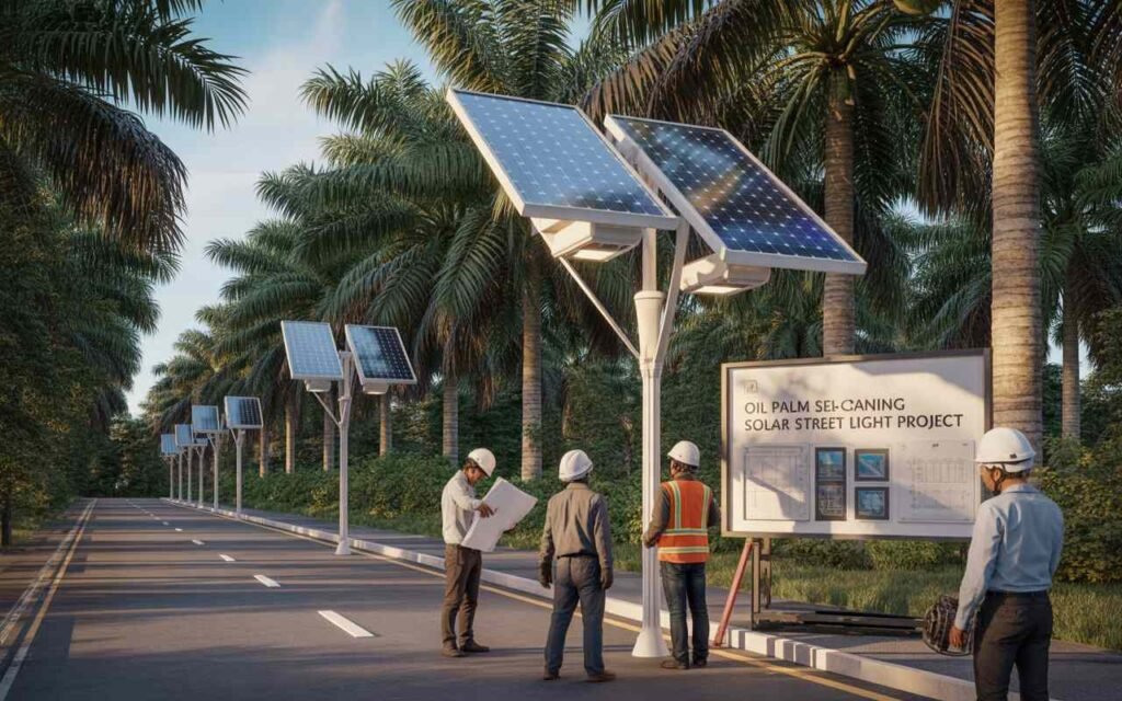 Oil Palm Self-Cleaning Solar Street Light Project